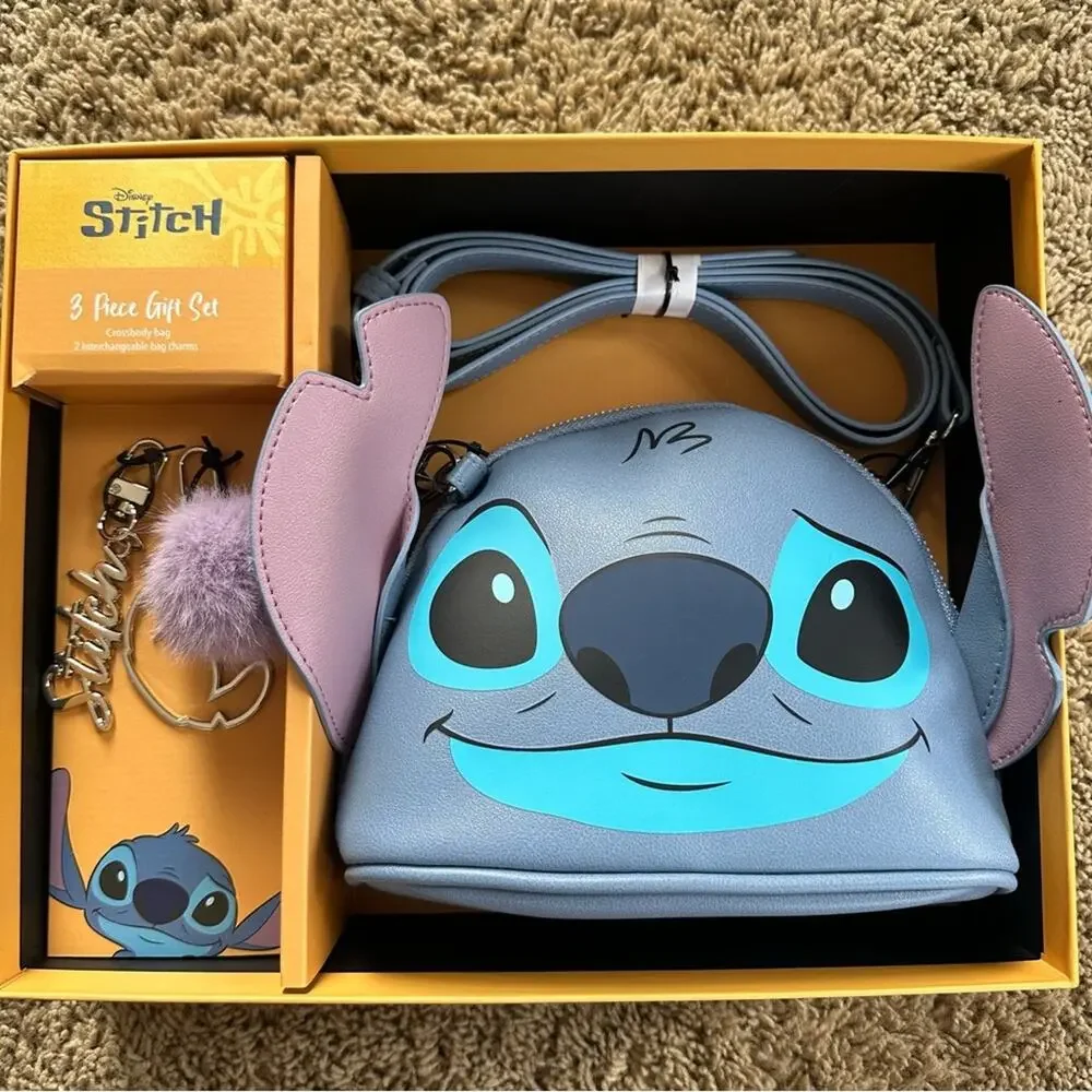 Disney Stitch Blue and Purple Crossbody Set with charms New